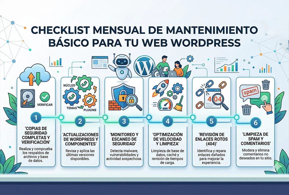 Checklist mensual de mantenimiento básico para tu web WordPress