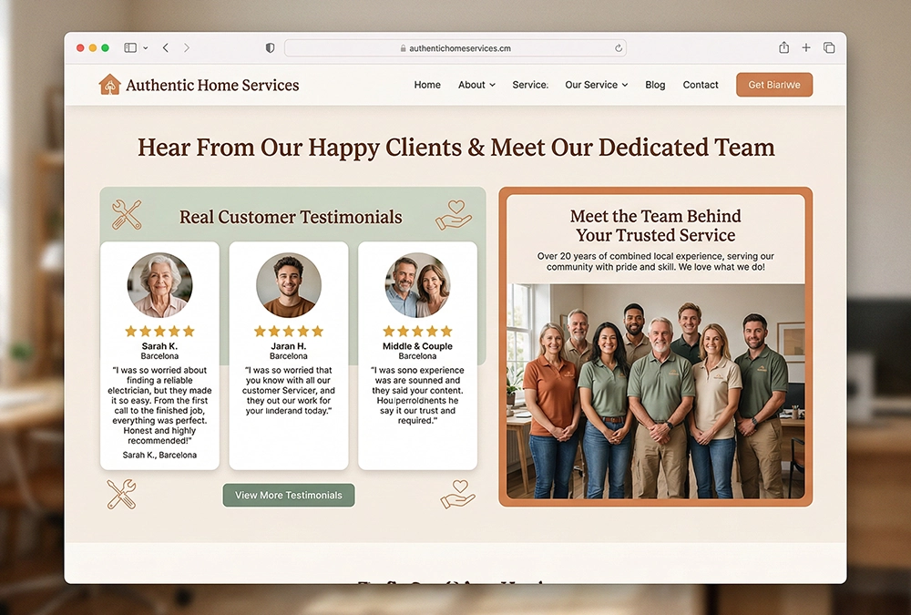 Testimonios y fotos reales para generar confianza en una web empresarial