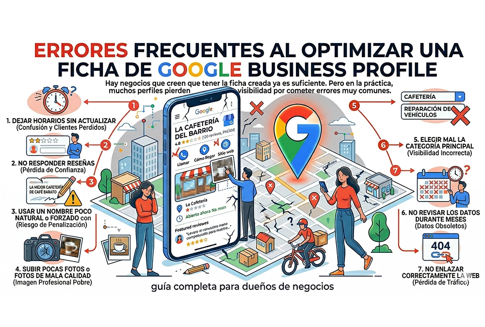 Errores frecuentes al optimizar una ficha de Google Business Profile