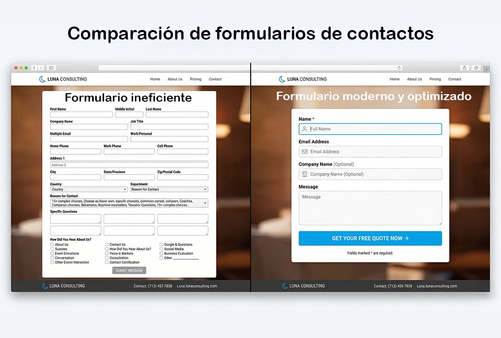 Formulario web simple para aumentar contactos en pequeñas empresas