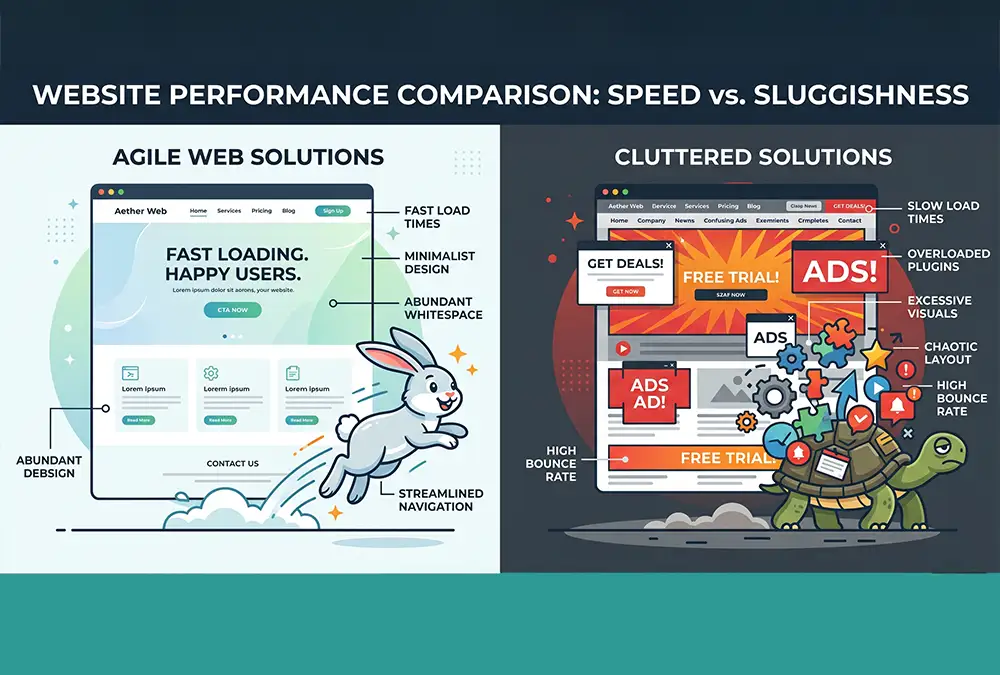 Errores comunes de WPO WordPress como exceso de plugins, imágenes pesadas y temas sobrecargados.