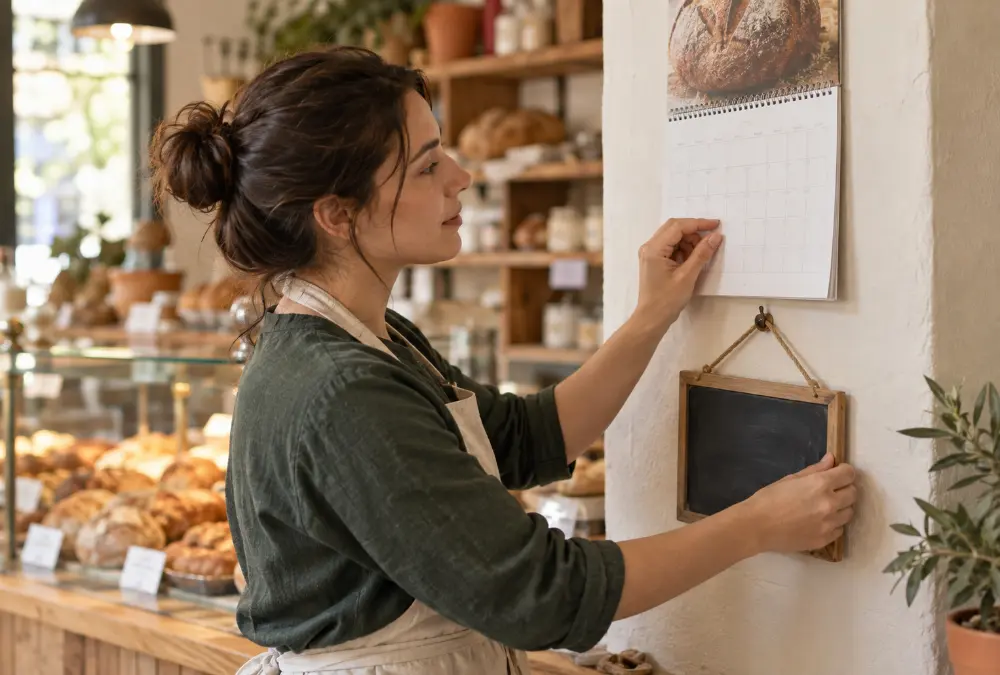 Propietario actualizando el horario de un negocio local