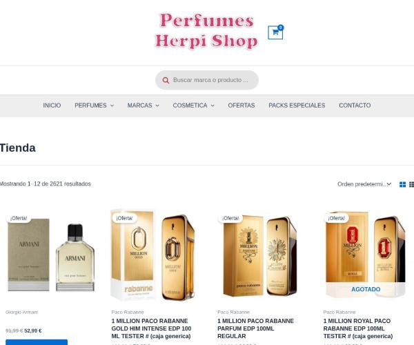Captura de la web Perfumes Herpi